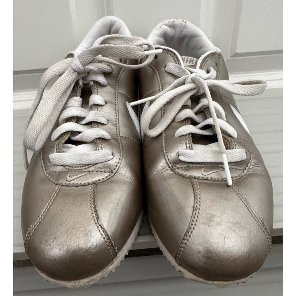 Vintage Nike Cortez Metallic Champagne Gold Leather Sneakers Y2K Women’s 8 - Picture 3 of 16